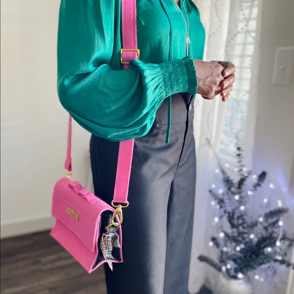 Pink Lux Felt London Purse New